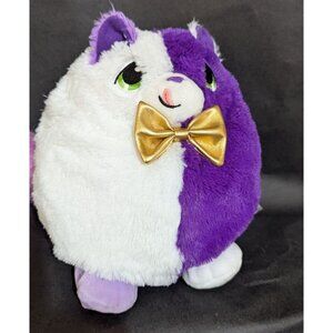 Misfittens Get Meowt! Purple & White Kitten  cat Gold Bowtie Round Plush Toy 9"